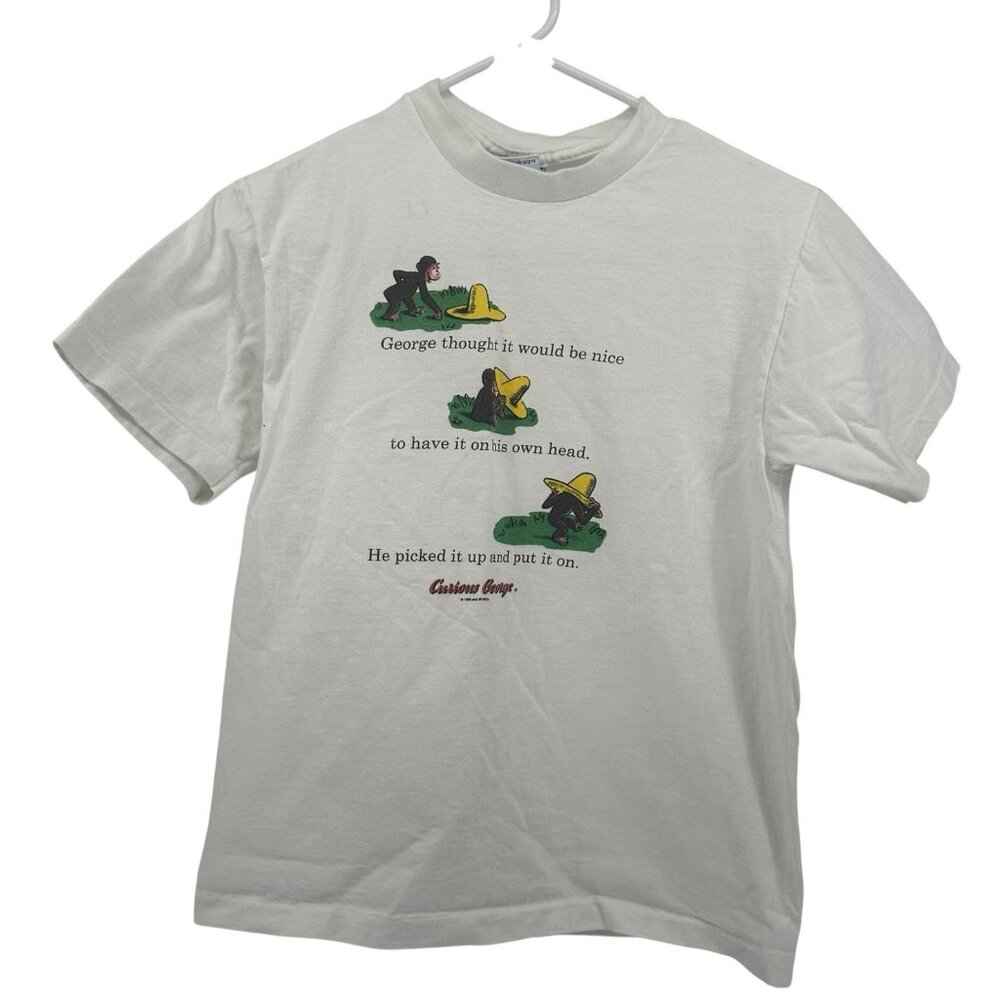 Vintage Curious George 90s American TV Kids Show Shirt Size Large